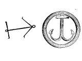 Anchors from Roman catacombs. Some anchors had one fluke, some two (as shown here) and some four (as alluded to in Acts 27.29). Anchors were considered an emblem of hope, as in Heb.6.19, and were often carved on Christian tombs.